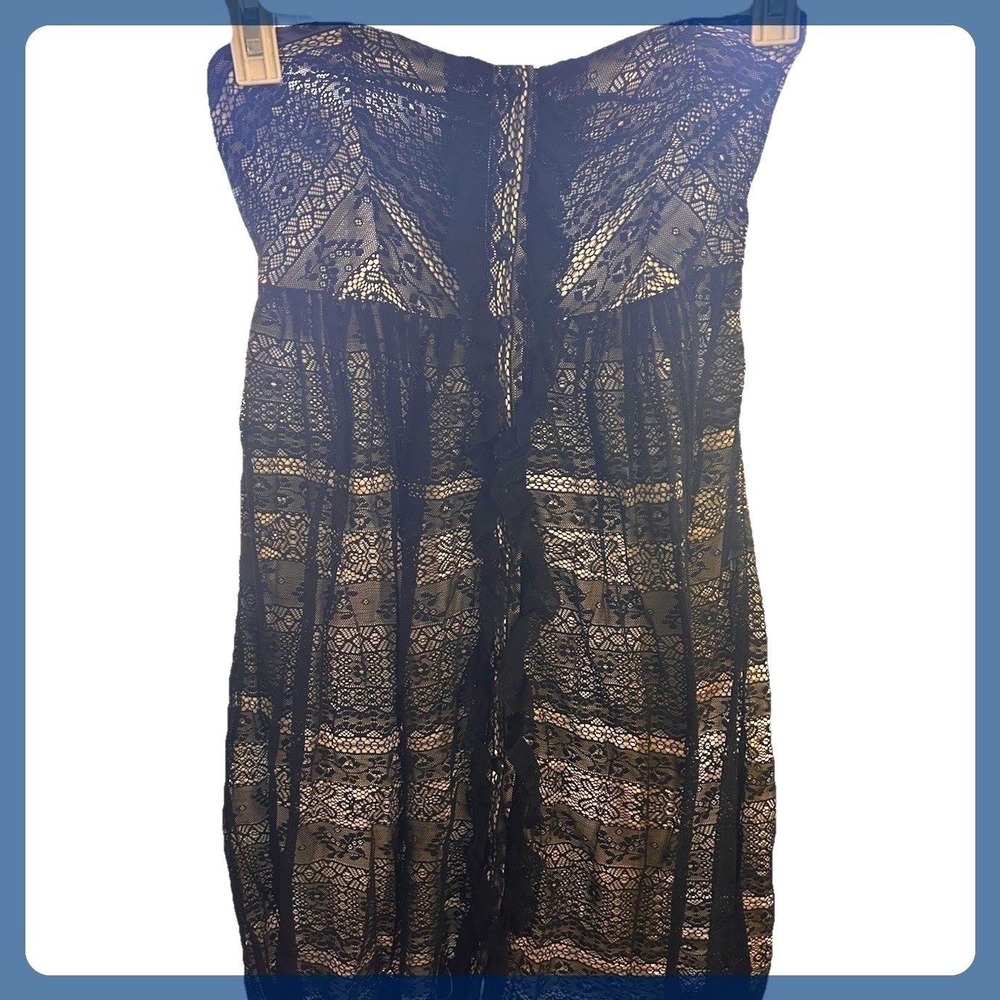 Moulinette Soeurs by‎ Anthropologie Elegant Black Lace Strapless Dress Sz 2